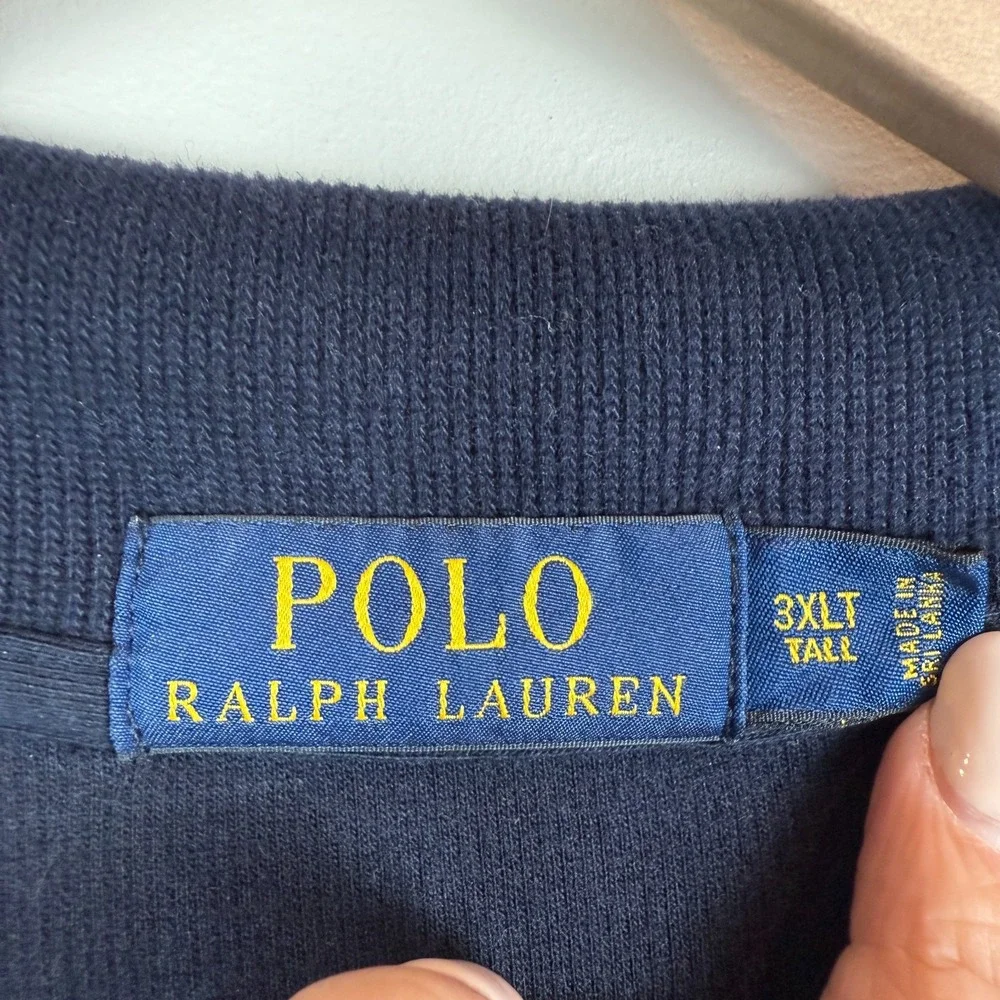 Polo Ralph Lauren Pullover Men's 3XLT Blue Pony‎ Embroidered Long Sleeve 1/4 zip